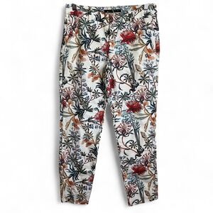 ZARA WOMAN Floral Print Slim Fit Pants S Multicolor Botanical Trousers‎